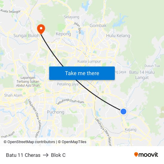 Batu 11 Cheras to Blok C map