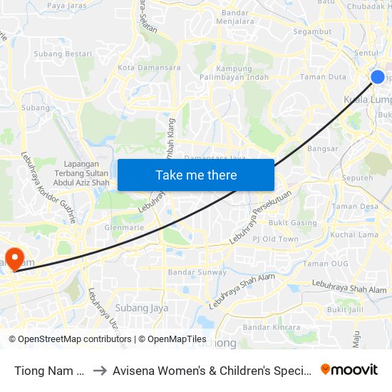 Tiong Nam (Kl42) to Avisena Women's & Children's Specialist Hospital map