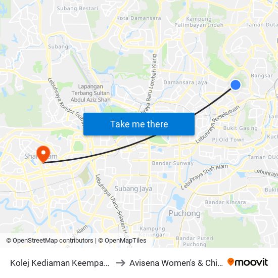 Kolej Kediaman Keempat, Universiti Malaya (Kl2348) to Avisena Women's & Children's Specialist Hospital map