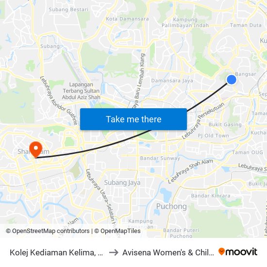 Kolej Kediaman Kelima, Universiti Malaya (Kl2343) to Avisena Women's & Children's Specialist Hospital map