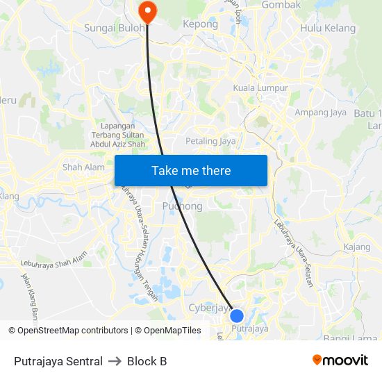 Putrajaya Sentral to Block B map