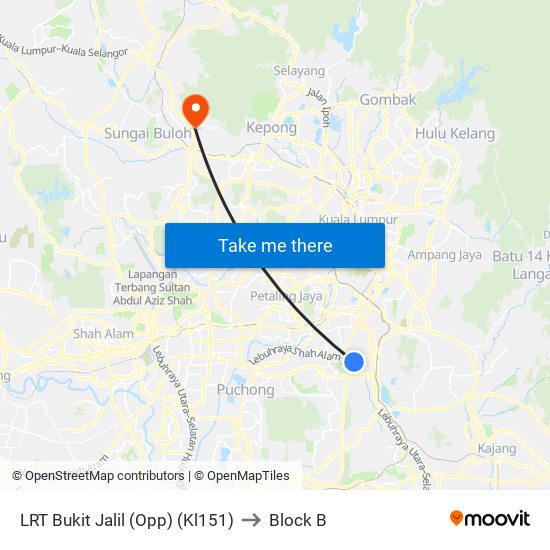 LRT Bukit Jalil (Opp) (Kl151) to Block B map