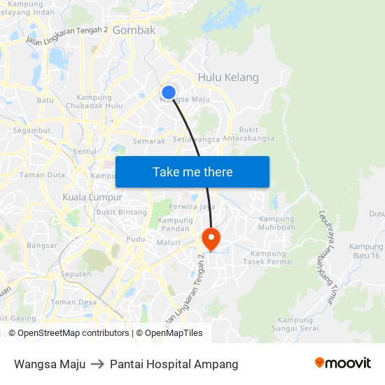 Wangsa Maju to Pantai Hospital Ampang map