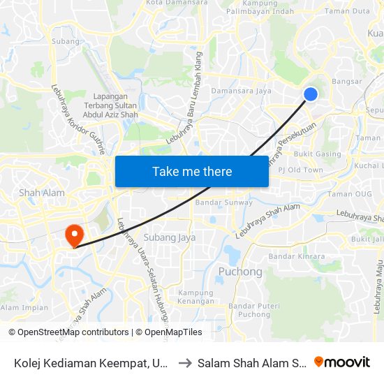 Kolej Kediaman Keempat, Universiti Malaya (Kl2348) to Salam Shah Alam Specialist Hospital map