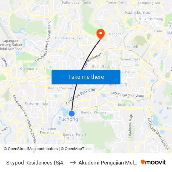 Skypod Residences (Sj447) to Akademi Pengajian Melayu map