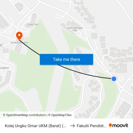 Kolej Ungku Omar UKM (Barat) (Kj228) to Fakulti Pendidikan map