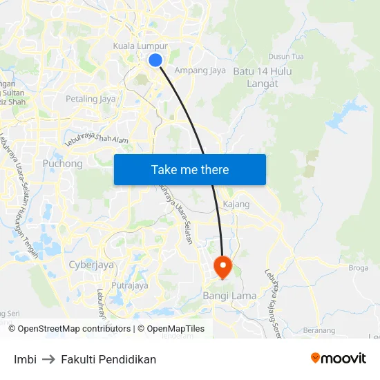 Imbi to Fakulti Pendidikan map