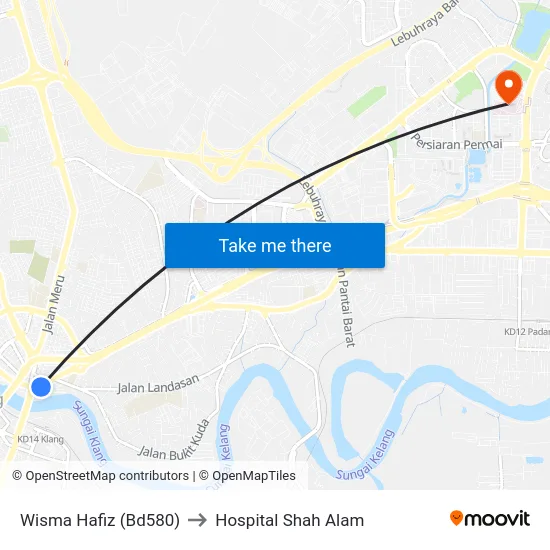 Wisma Hafiz (Bd580) to Hospital Shah Alam map