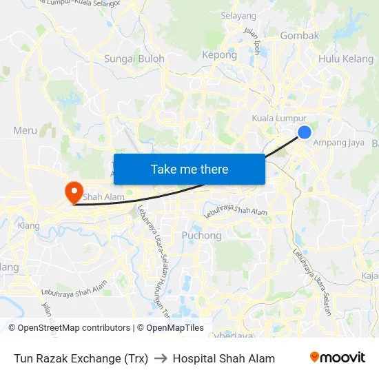 Tun Razak Exchange (Trx) to Hospital Shah Alam map