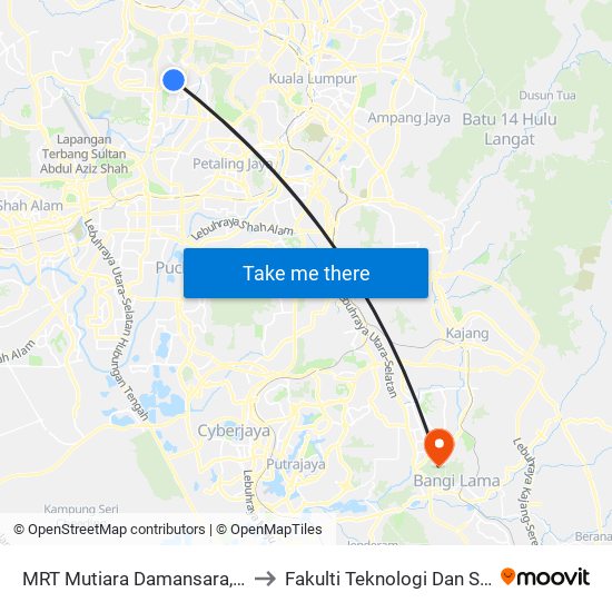MRT Mutiara Damansara, Pintu B (Pj809) to Fakulti Teknologi Dan Sains Maklumat map