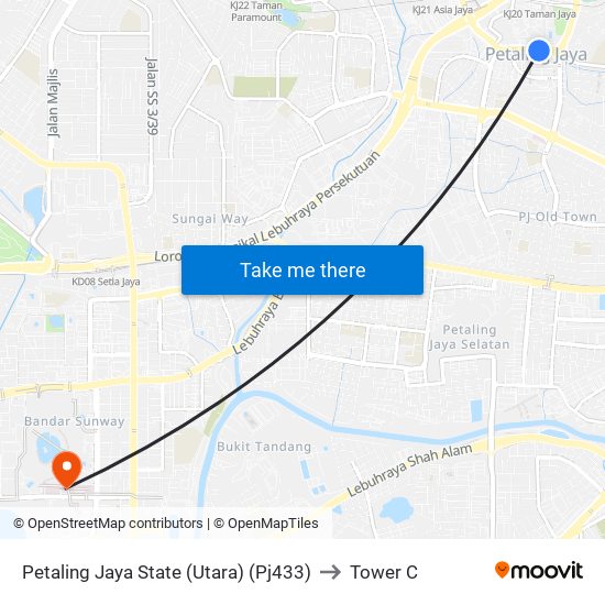 Petaling Jaya State (Utara) (Pj433) to Tower C map