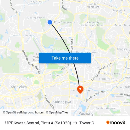 MRT Kwasa Sentral, Pintu A (Sa1020) to Tower C map