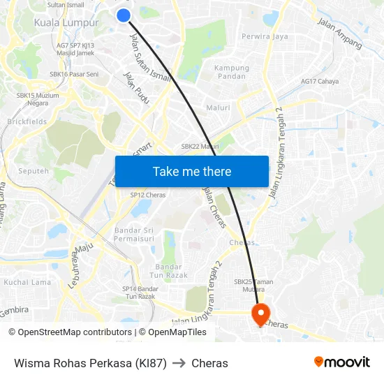 Wisma Rohas Perkasa (Kl87) to Cheras map