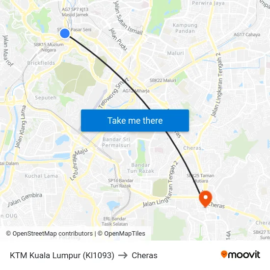 KTM Kuala Lumpur (Kl1093) to Cheras map