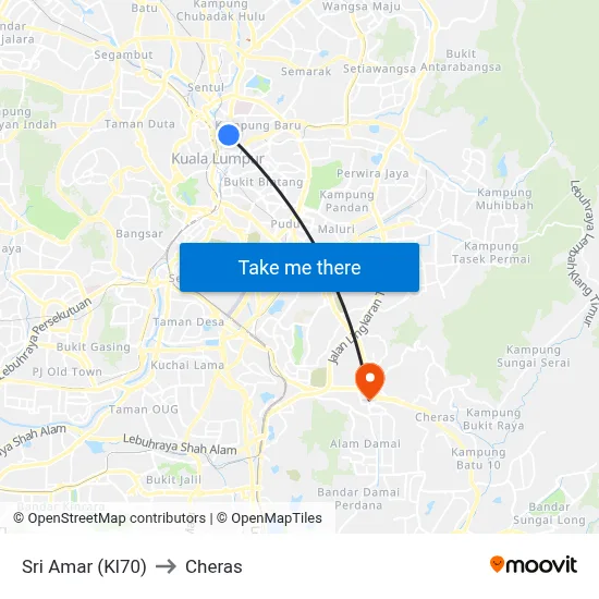 Sri Amar (Kl70) to Cheras map