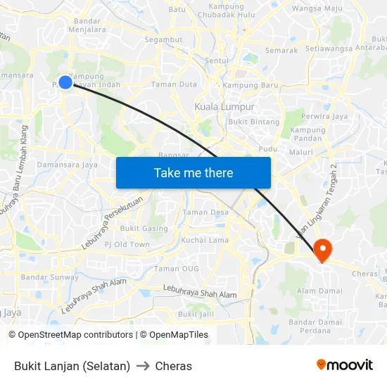 Bukit Lanjan (Selatan) to Cheras map