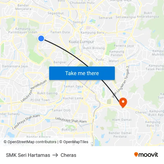 SMK Seri Hartamas to Cheras map