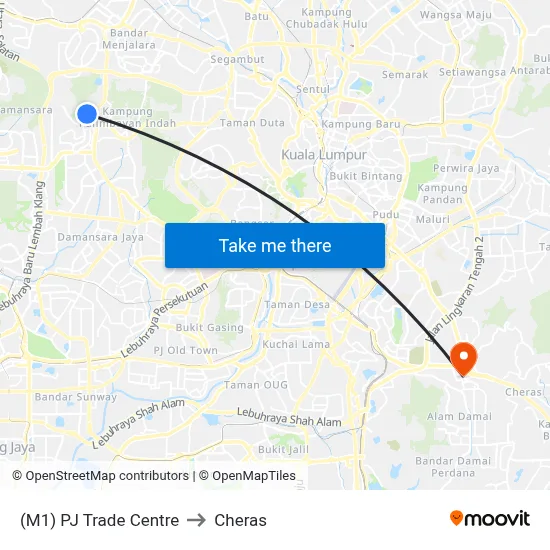 (M1) PJ Trade Centre to Cheras map