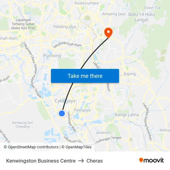 Kenwingston Business Centre to Cheras map