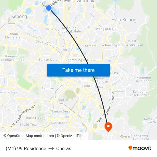 (M1) 99 Residence to Cheras map