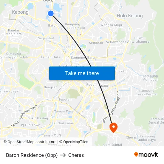 Baron Residence (Opp) to Cheras map