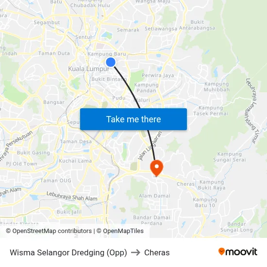 Wisma Selangor Dredging (Opp) to Cheras map