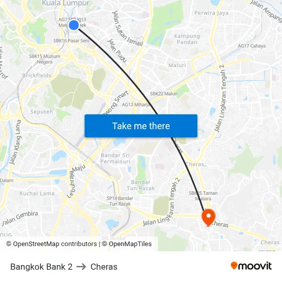 Bangkok Bank 2 to Cheras map