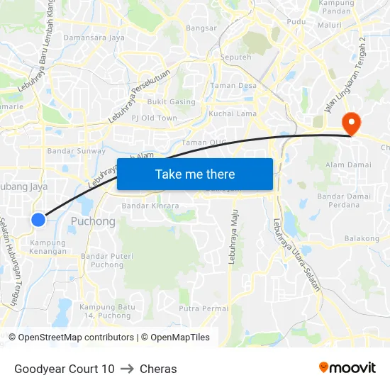 Goodyear Court 10 to Cheras map