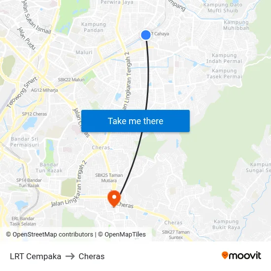 LRT Cempaka to Cheras map