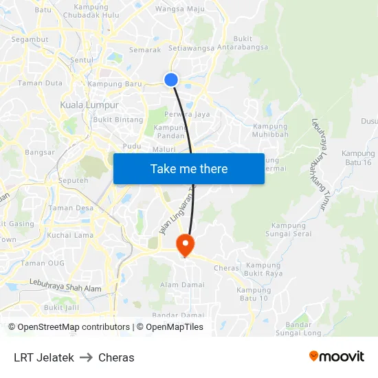 LRT Jelatek to Cheras map