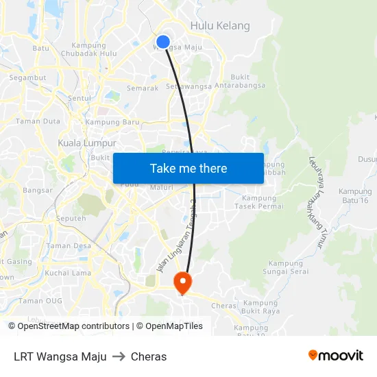 LRT Wangsa Maju to Cheras map