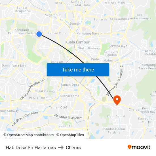Hab Desa Sri Hartamas to Cheras map