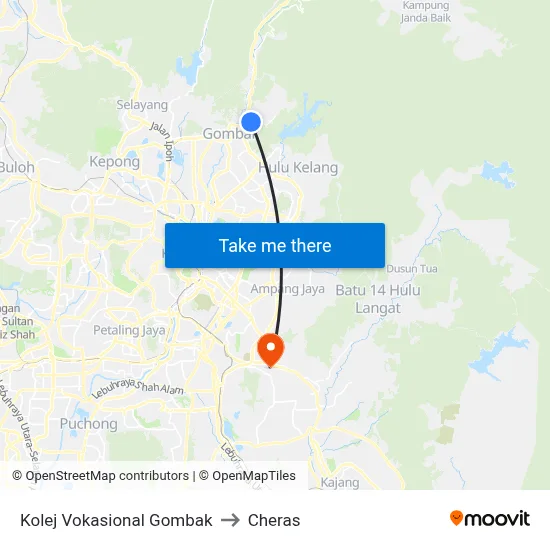 Kolej Vokasional Gombak to Cheras map