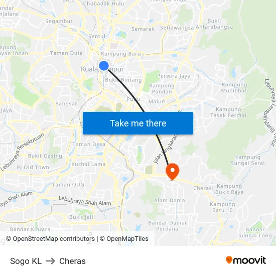 Sogo KL to Cheras map