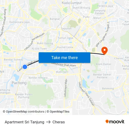 Apartment Sri Tanjung to Cheras map
