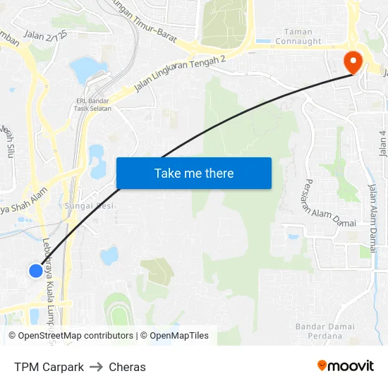 TPM Carpark to Cheras map