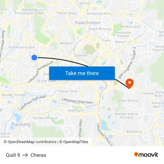 Quill 9 to Cheras map