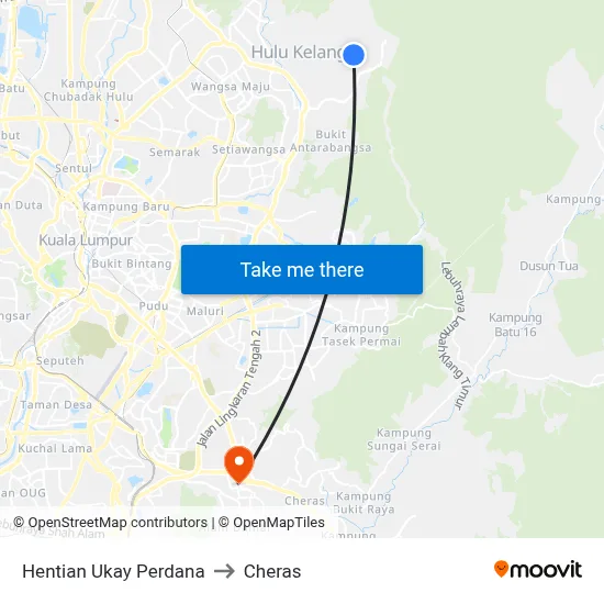 Hentian Ukay Perdana to Cheras map