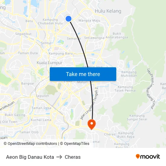 Aeon Big Danau Kota to Cheras map