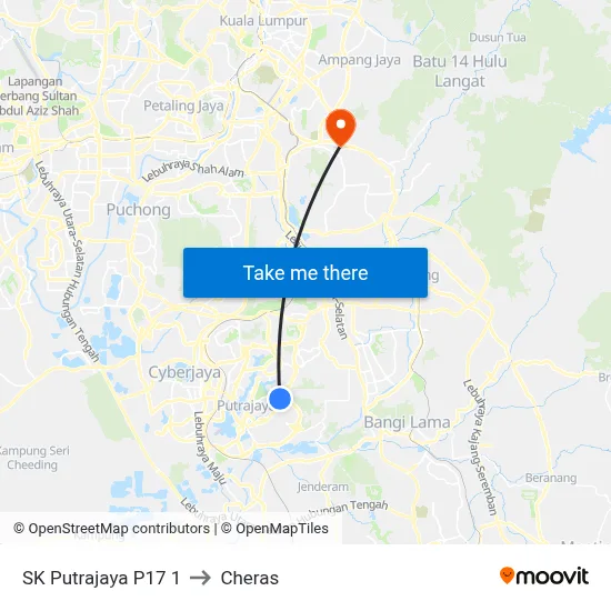 SK Putrajaya P17 1 to Cheras map