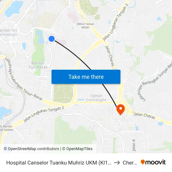 Hospital Canselor Tuanku Muhriz UKM (Kl1983) to Cheras map