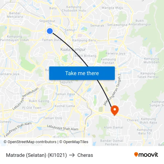 Matrade (Selatan) (Kl1021) to Cheras map