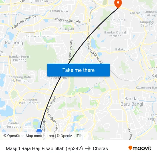 Masjid Raja Haji Fisabilillah (Sp342) to Cheras map