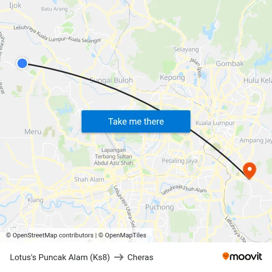 Lotus's Puncak Alam (Ks8) to Cheras map