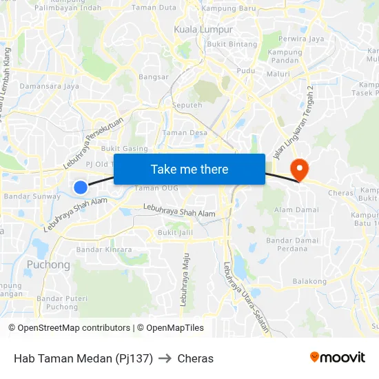 Hab Taman Medan (Pj137) to Cheras map