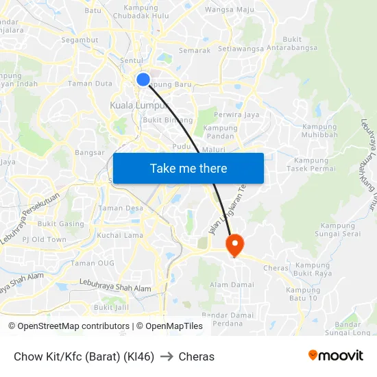 Chow Kit/Kfc (Barat) (Kl46) to Cheras map