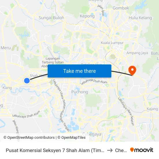 Pusat Komersial Seksyen 7 Shah Alam (Timur) (Sa865) to Cheras map