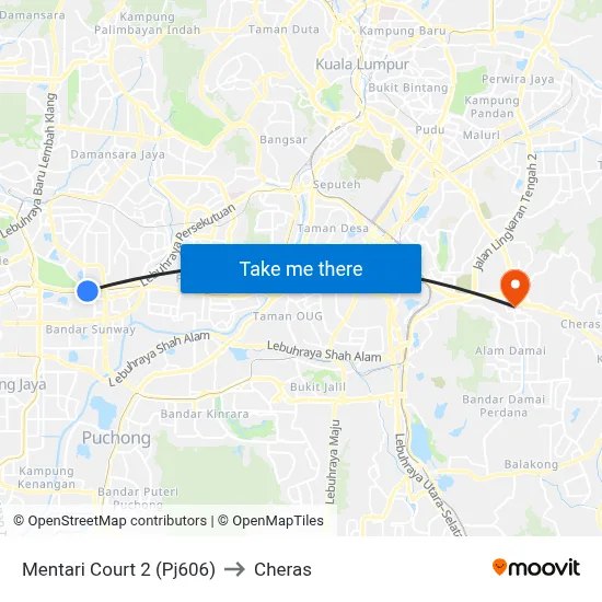 Mentari Court 2 (Pj606) to Cheras map