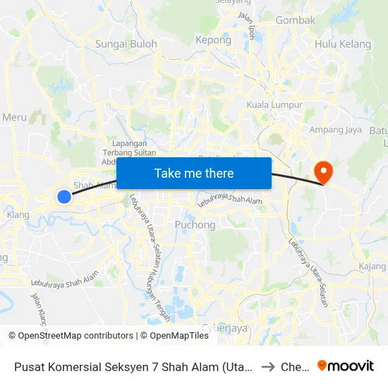 Pusat Komersial Seksyen 7 Shah Alam (Utara) (Sa273) to Cheras map