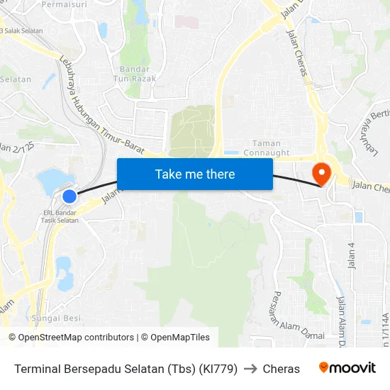 Terminal Bersepadu Selatan (Tbs) (Kl779) to Cheras map